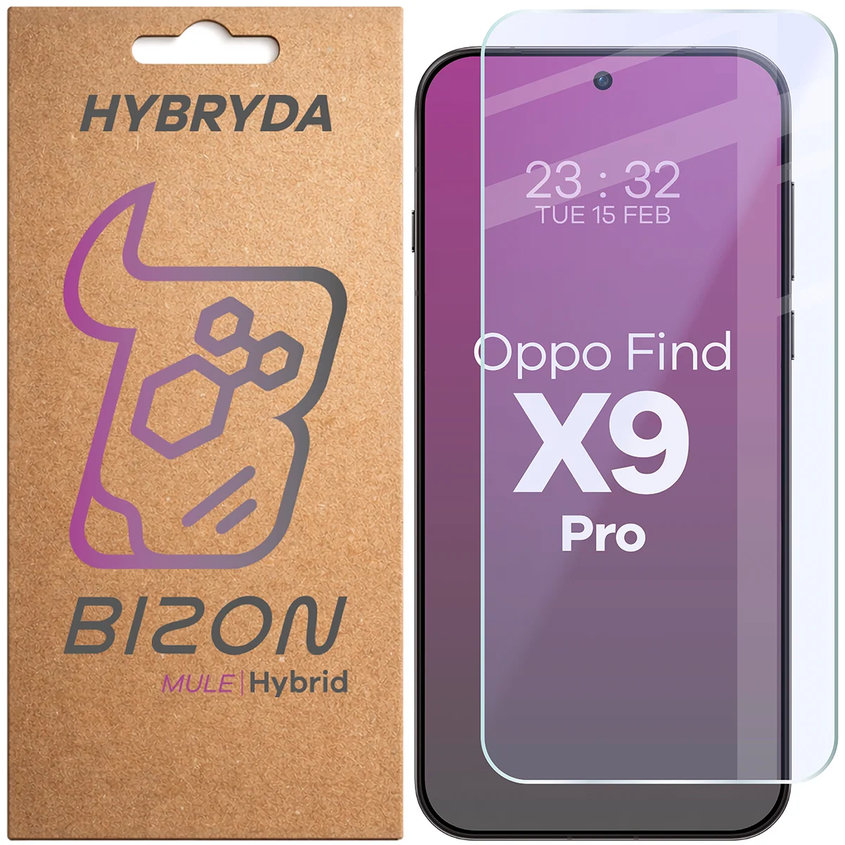 Szkło hybrydowe na ekran Bizon Hybrid Mule do Oppo Find X9 Pro